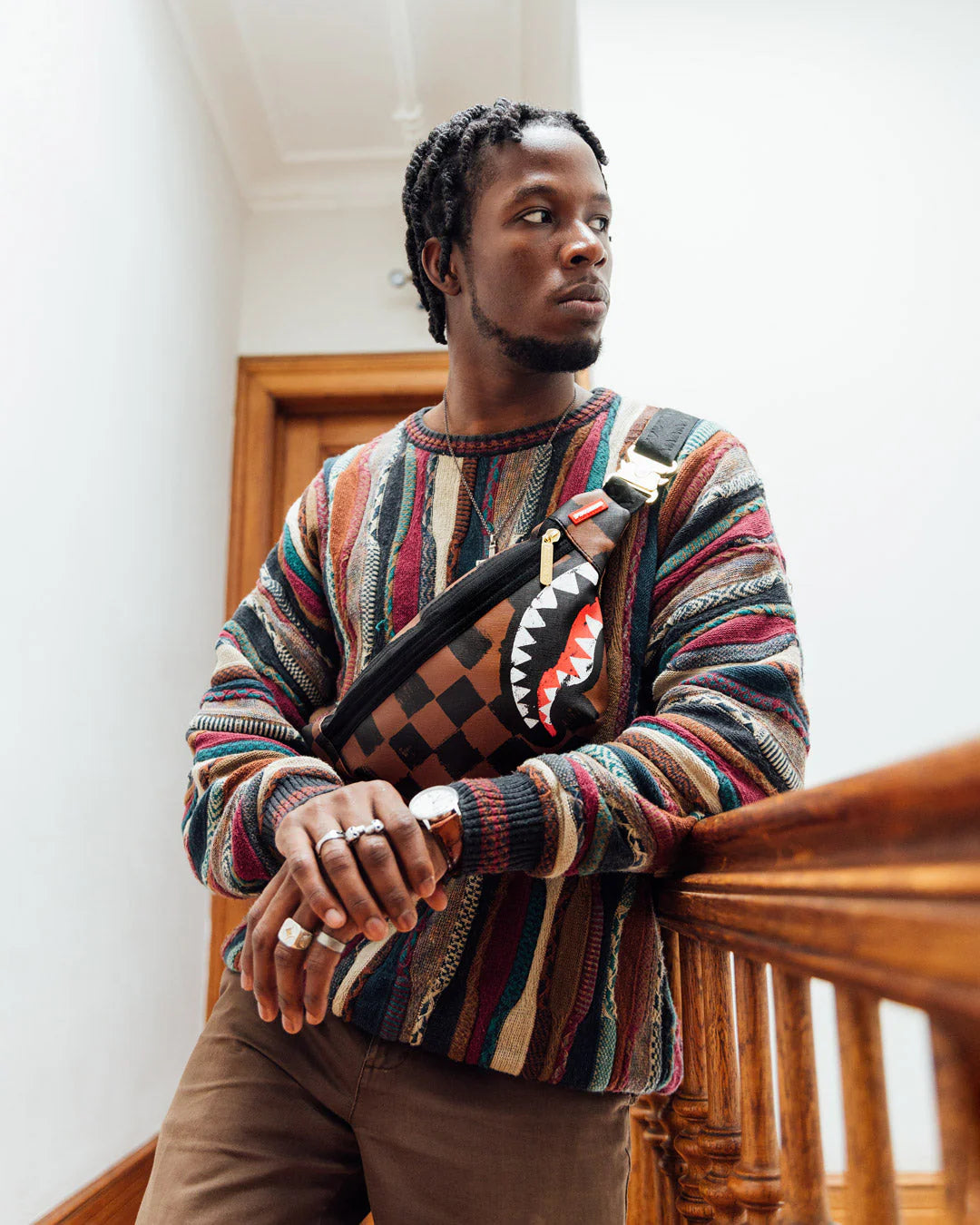 Marsupio Sprayground SHARKS IN PARIS PAINTED CROSSBODY Marrone