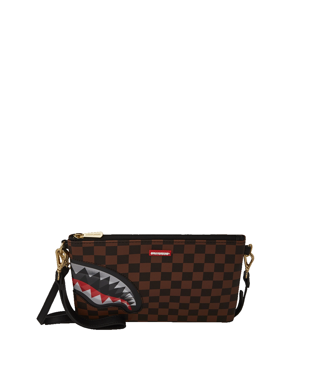Sprayground  Pochette e beauty Sprayground SHARKS IN PARIS LENTICULAR CHOMP CROSSOVER CLUTCH W/ SHOUDLER STRAP Marrone
