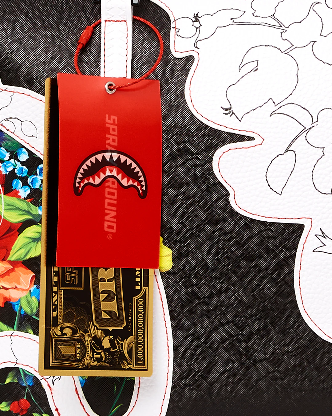 BORSA SPRAYGROUND THE FLORAL CUT TOTE NERO