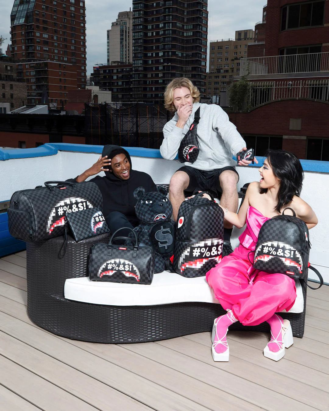 Portafoglio con portamonete Sprayground CENSORED WALLET Nero