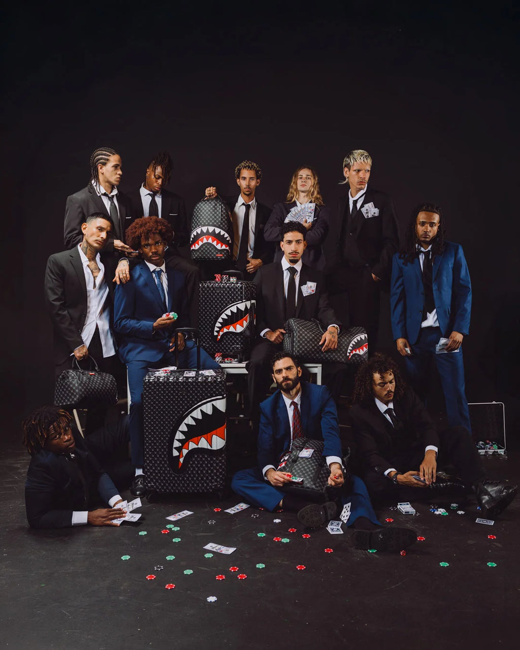 SHARKS IN PARIS WTF BUBBLY BLACK CHECK BACKPACK