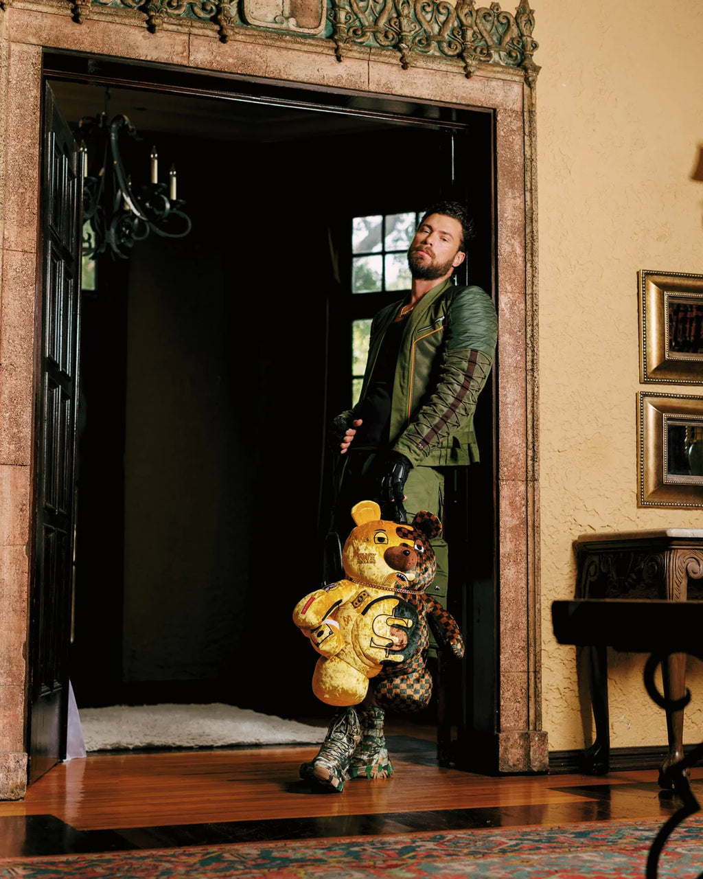 SHARKS IN PARIS GOLD DRIP MONEYBEAR BACKPACK