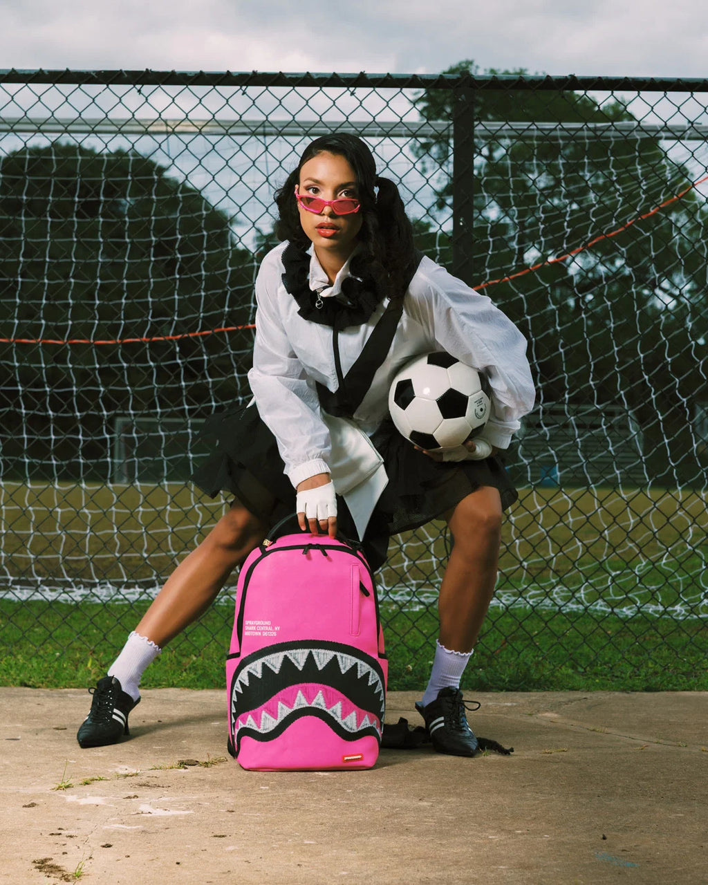 SHARK CENTRAL PINK EMBROIDERED SHARK BACKPACK