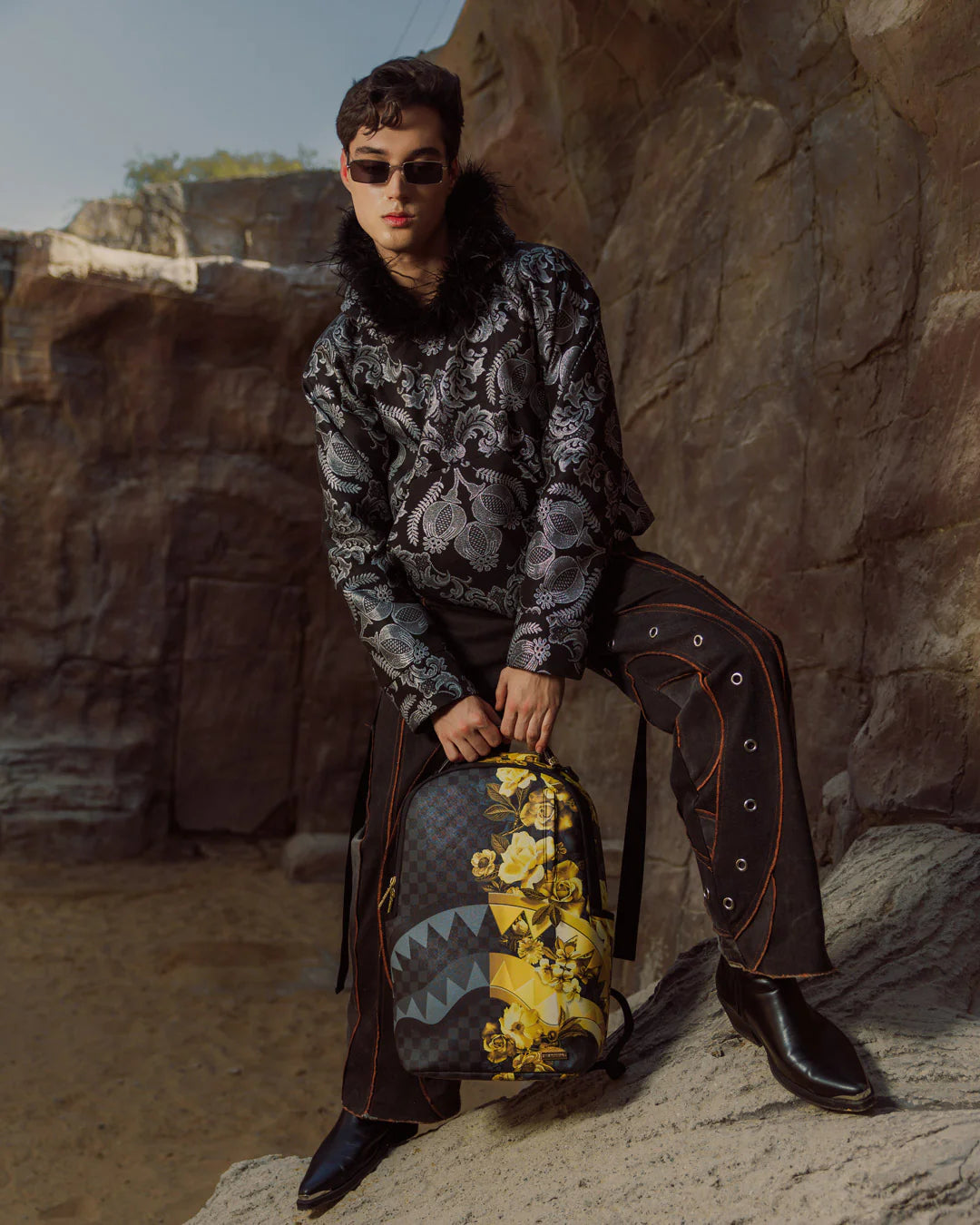 GOLD FLORAL REMIX DLXSV BACKPACK
