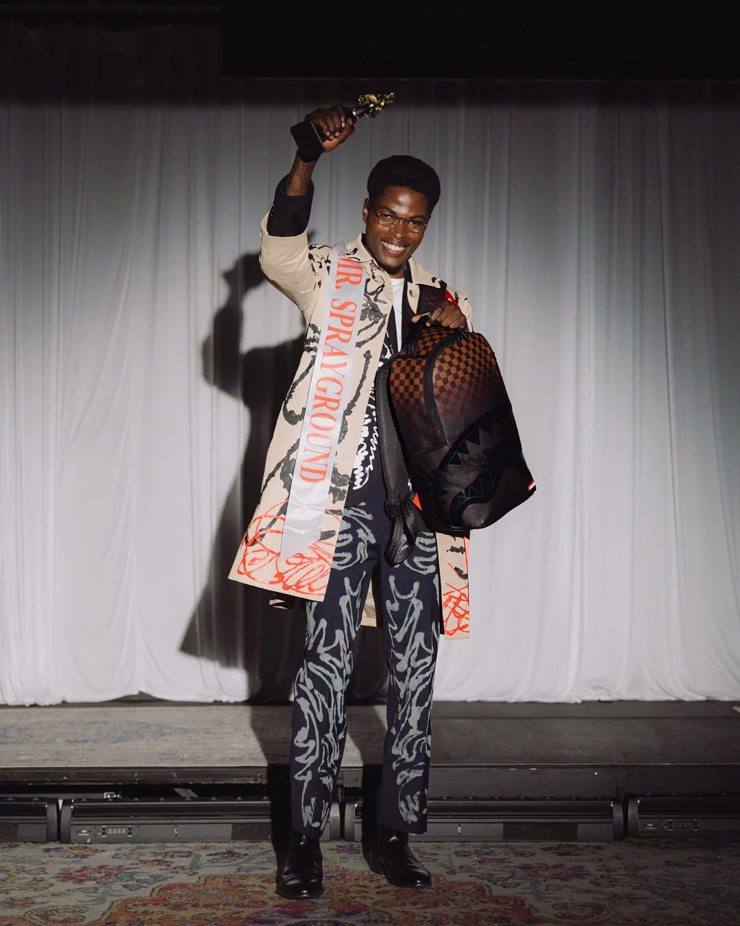 BROWN CHECK GHOST DRIP BACKPACK