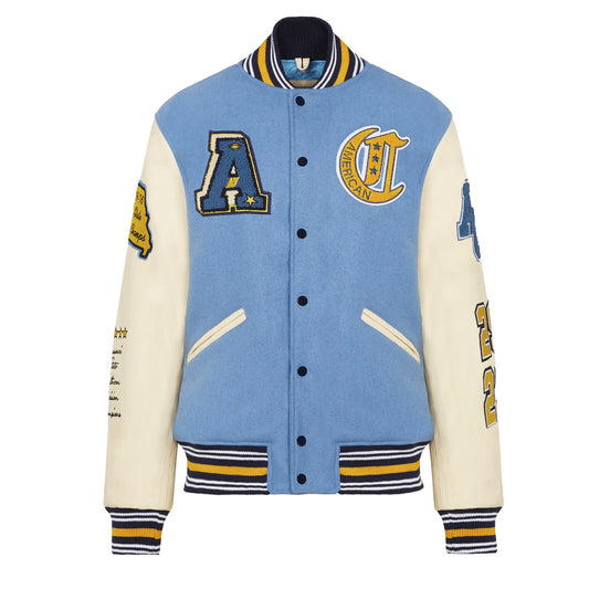 TEDDY VARSITY JACKET AMERICAN COLLEGE AZZURRO E BIANCO