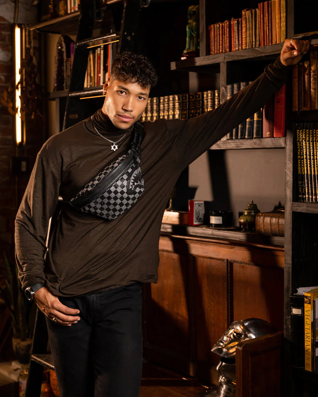 MARSUPIO SPRAYGROUND TRINITY CHECKERED CROSSBODY NERO