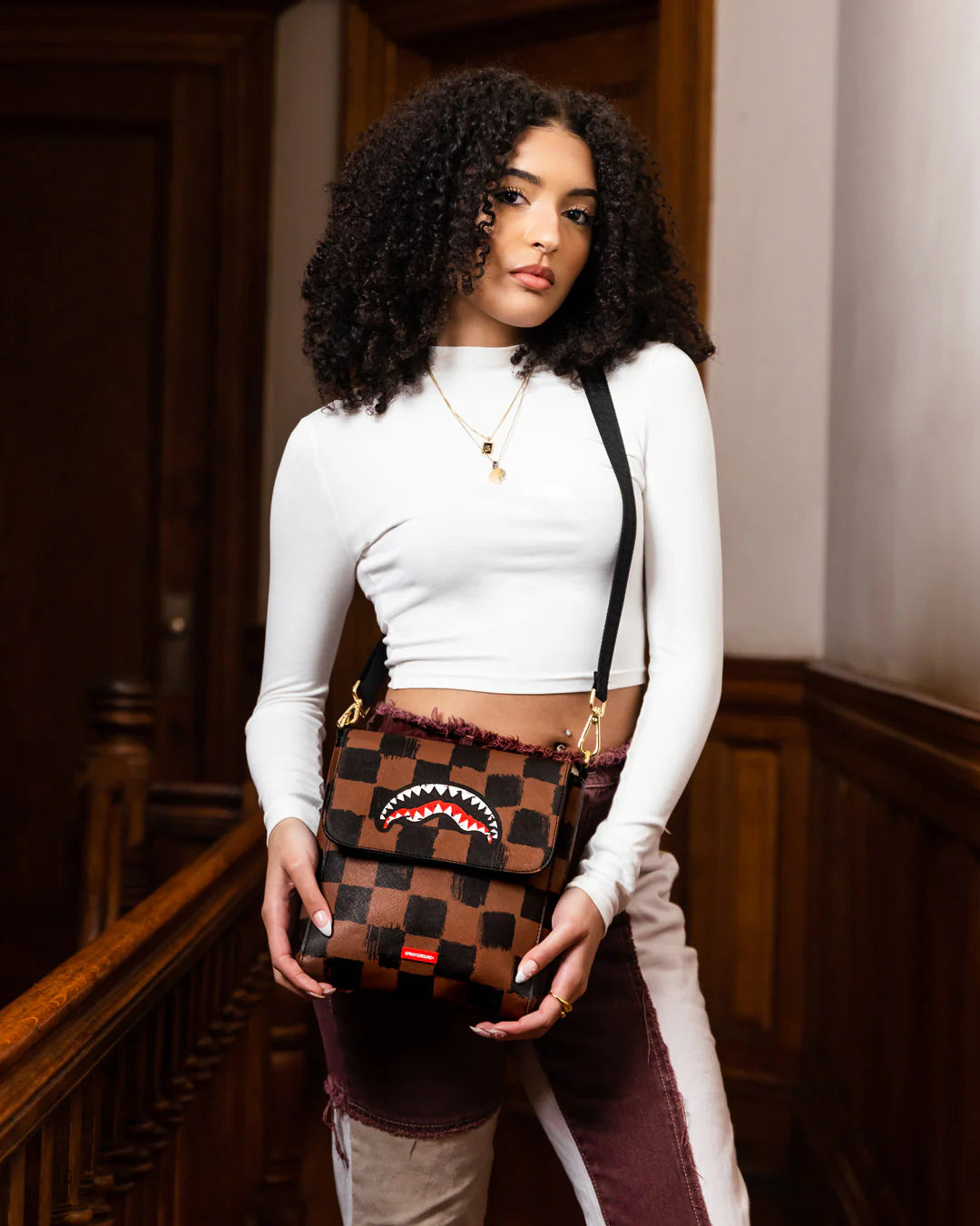 SHARKS IN PARIS PAINTED MESSENGER SLING BAG