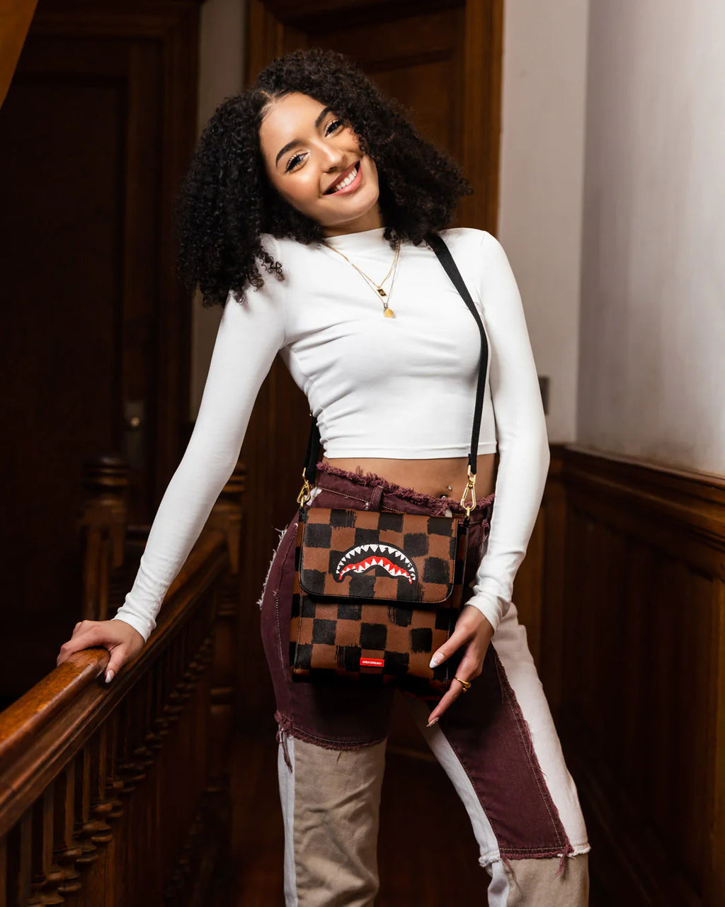 SHARKS IN PARIS PAINTED MESSENGER SLING BAG