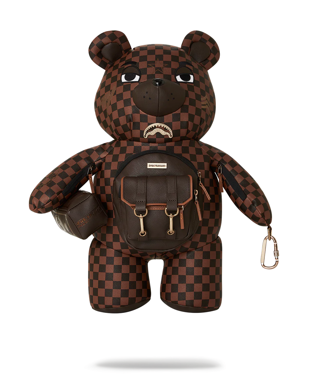 ZAINO SPRAYGROUND BROWN CHECKERED SPECIAL OPS TEDDY BEAR MARRONE