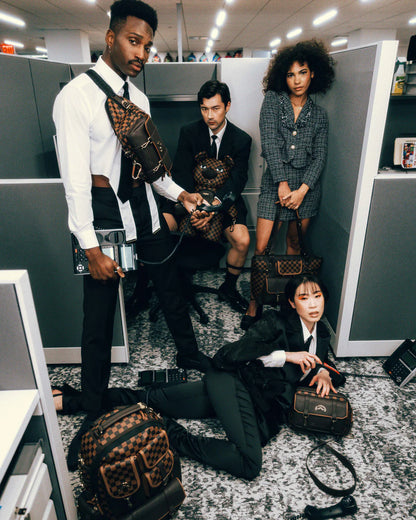 ZAINO SPRAYGROUND BROWN CHECKERED SPECIAL OPS TEDDY BEAR MARRONE