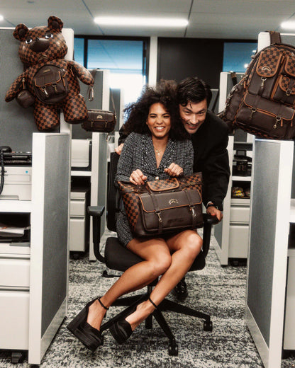 ZAINO SPRAYGROUND BROWN CHECKERED SPECIAL OPS TEDDY BEAR MARRONE