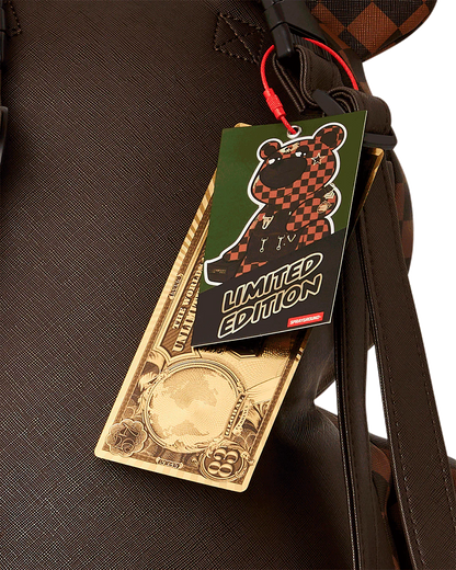 ZAINO SPRAYGROUND BROWN CHECKERED SPECIAL OPS TEDDY BEAR MARRONE