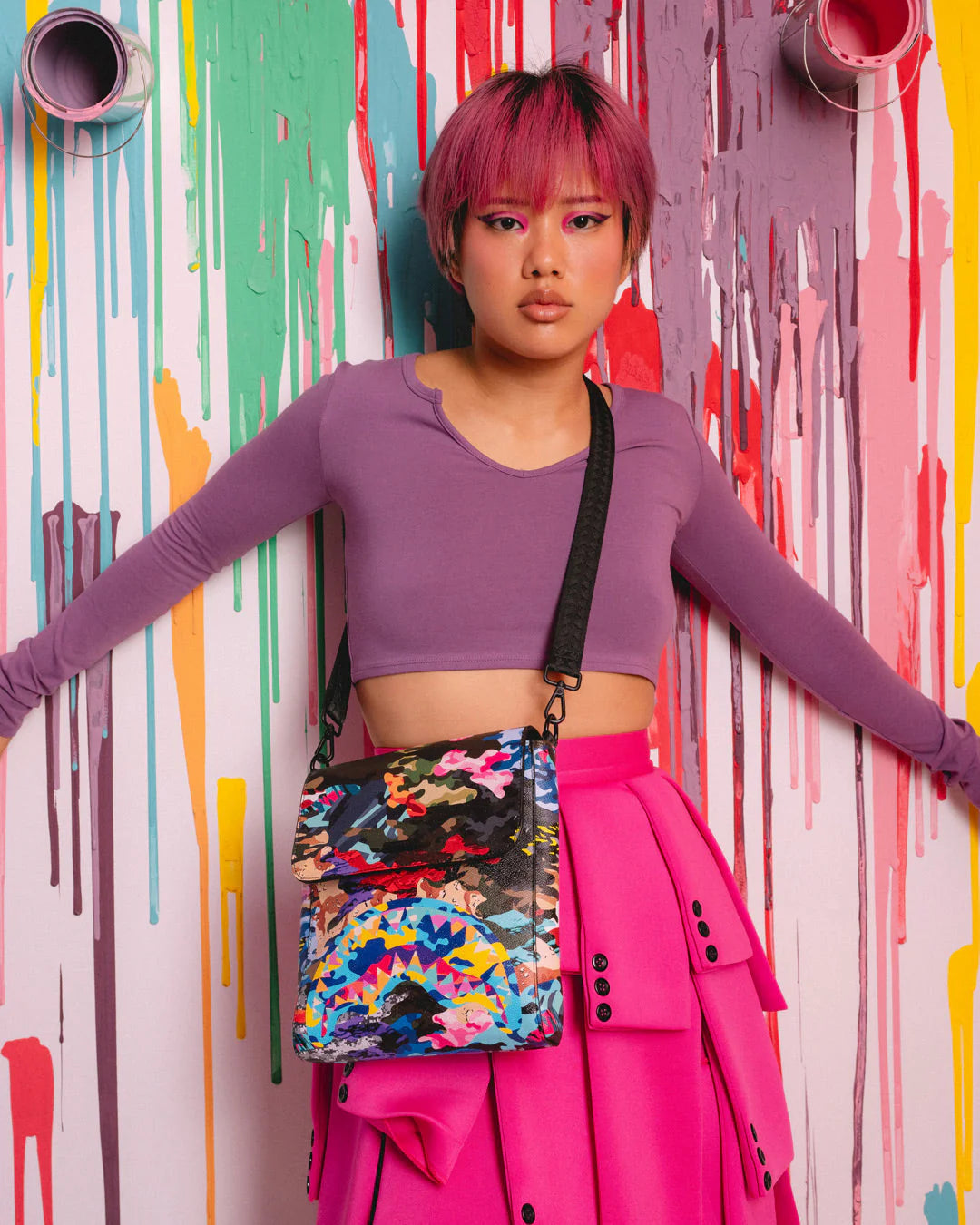 BORSA SPRAYGROUND SLICED AND DICED CAMO MESSENGER BLU