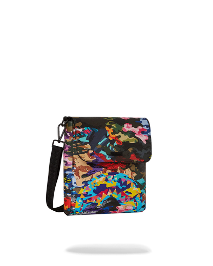 BORSA SPRAYGROUND SLICED AND DICED CAMO MESSENGER BLU