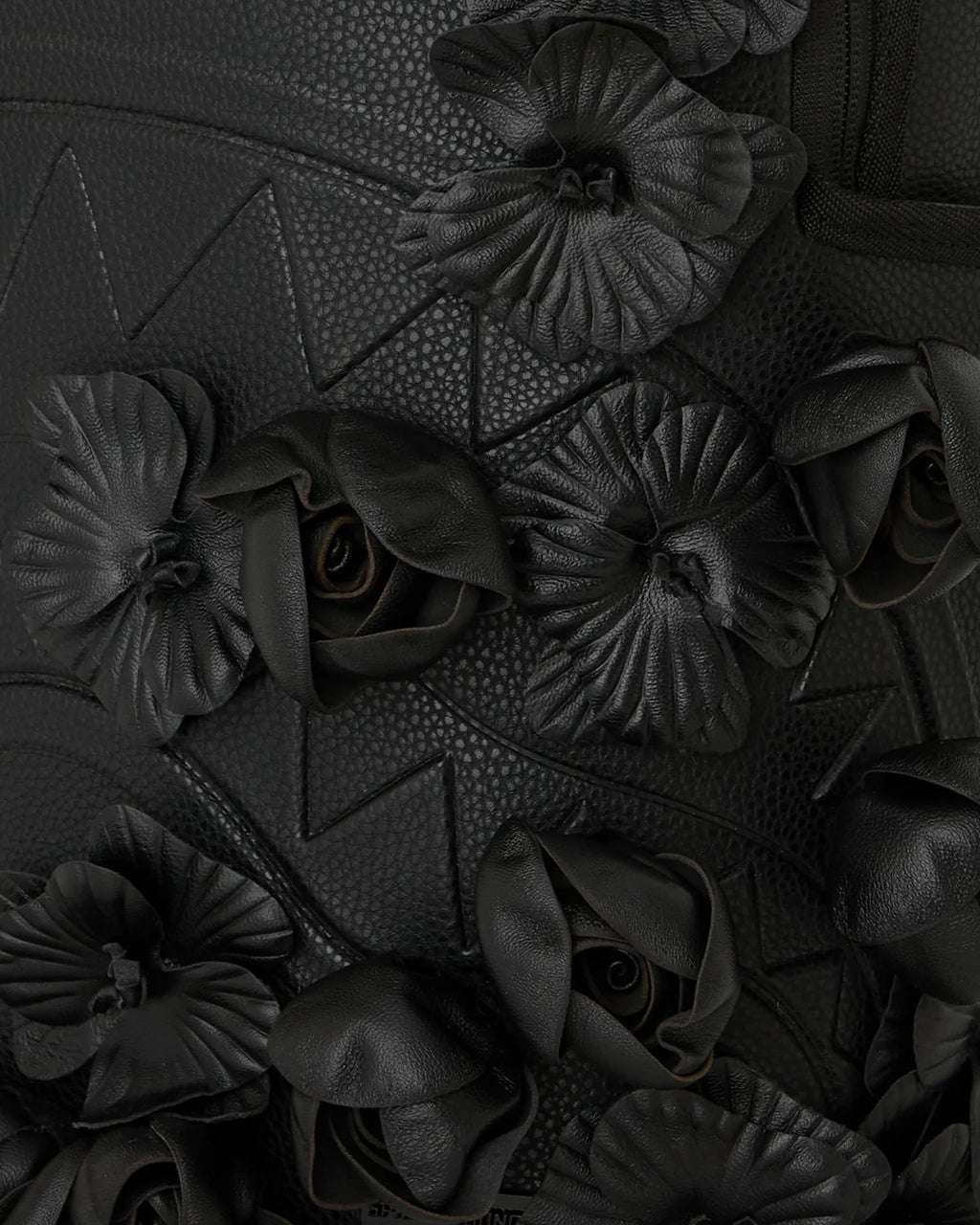 NYBG BLACK LEATHER FLOWERS BACKPACK