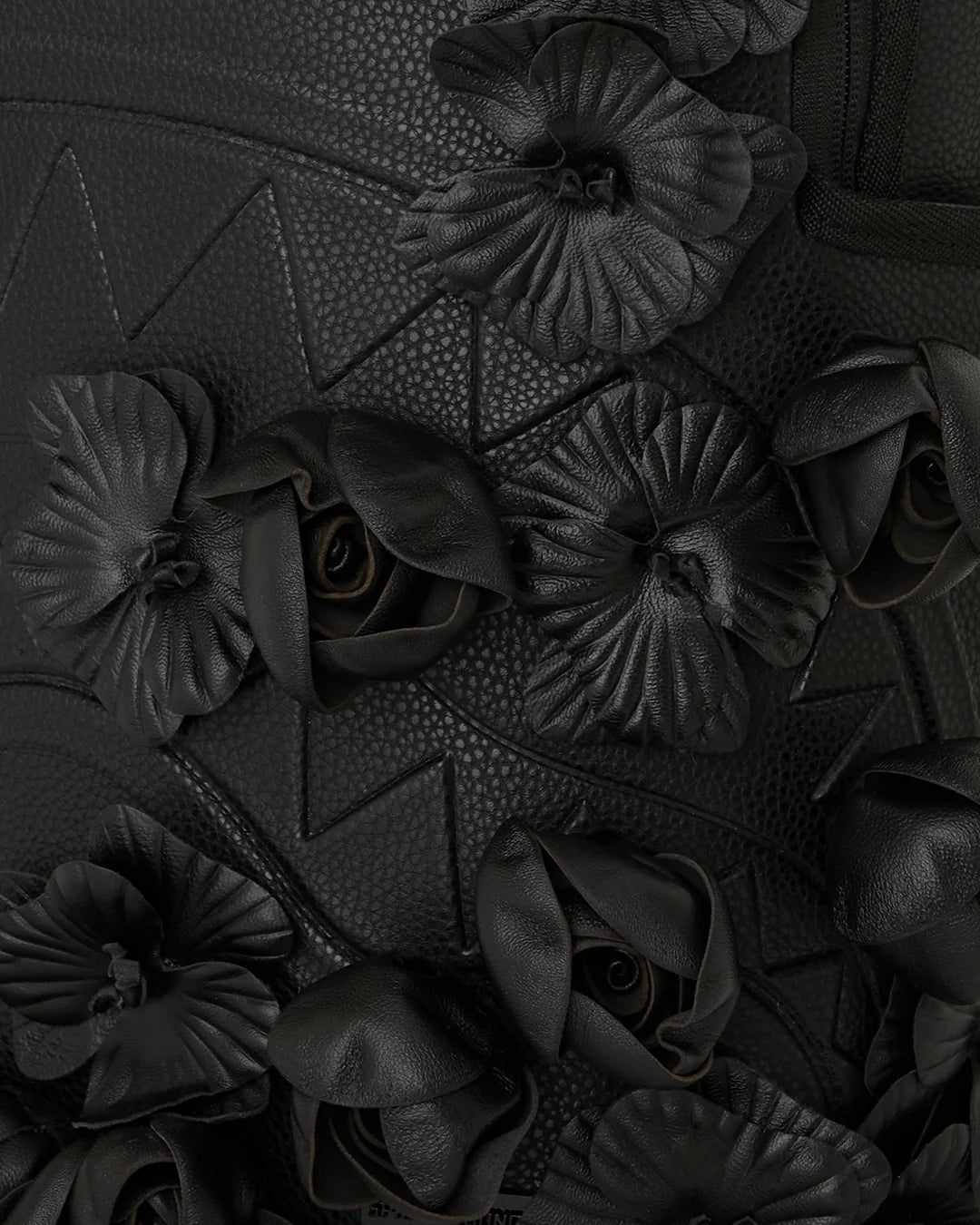 NYBG BLACK LEATHER FLOWERS BACKPACK