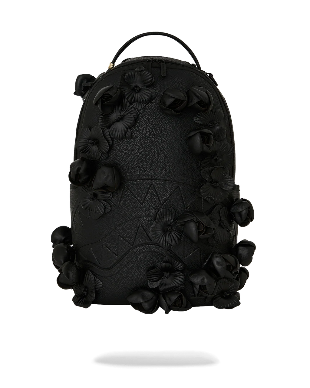 NYBG BLACK LEATHER FLOWERS BACKPACK