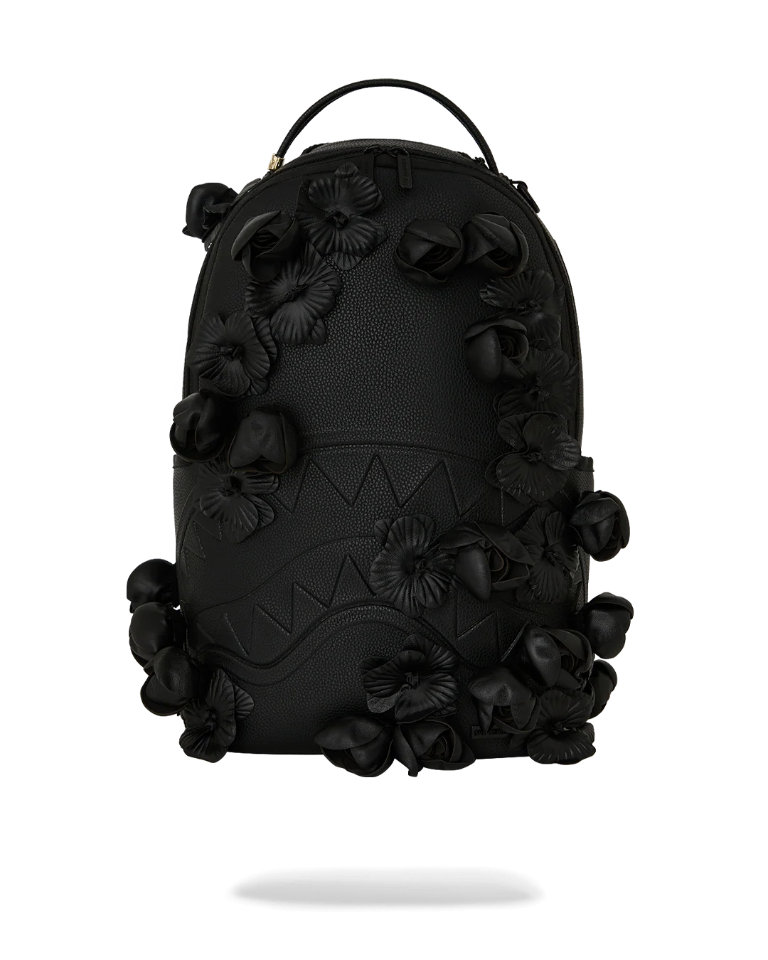 NYBG BLACK LEATHER FLOWERS BACKPACK