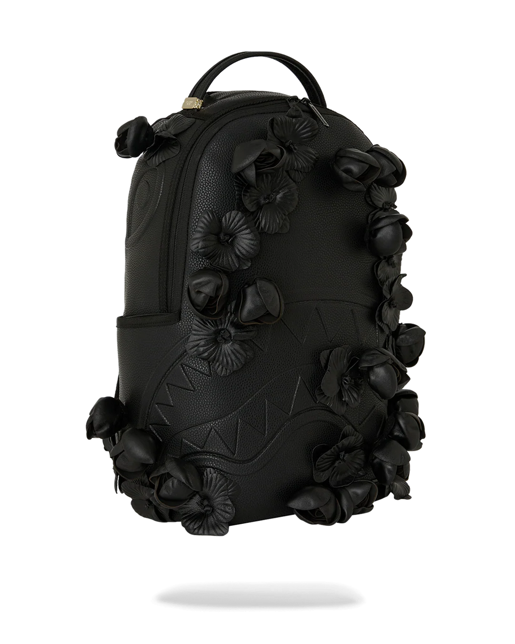 NYBG BLACK LEATHER FLOWERS BACKPACK