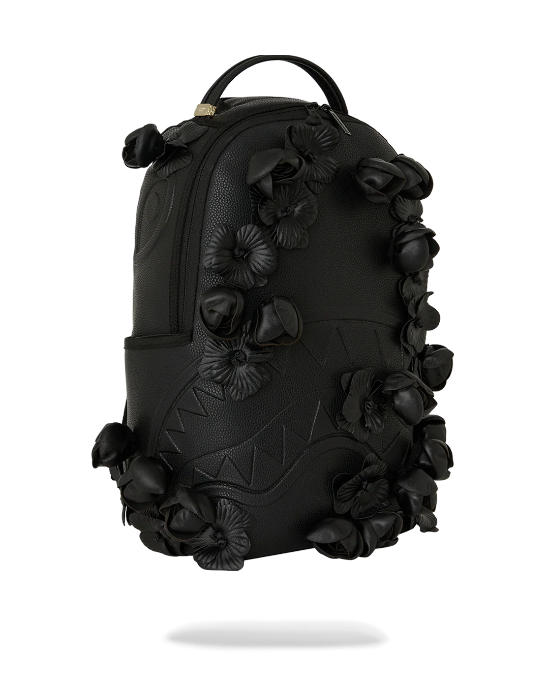 NYBG BLACK LEATHER FLOWERS BACKPACK