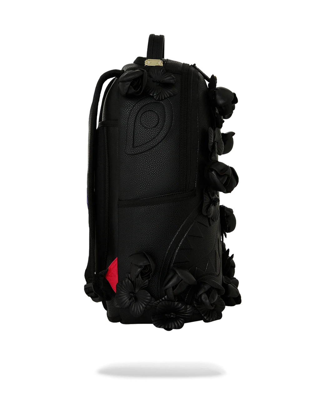 NYBG BLACK LEATHER FLOWERS BACKPACK