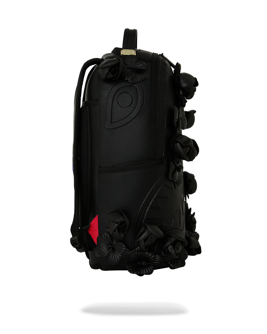 NYBG BLACK LEATHER FLOWERS BACKPACK