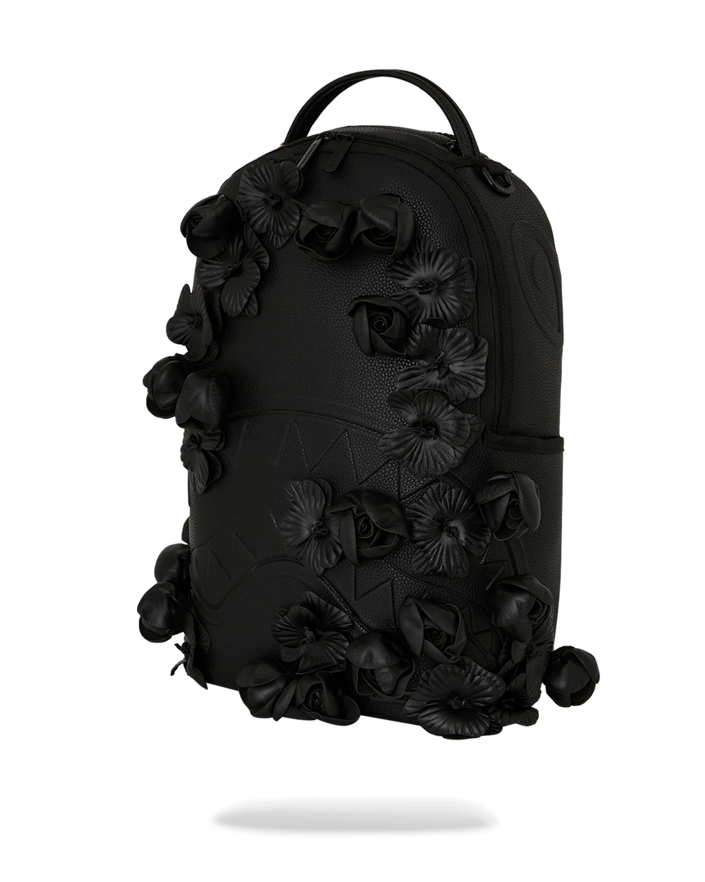 NYBG BLACK LEATHER FLOWERS BACKPACK