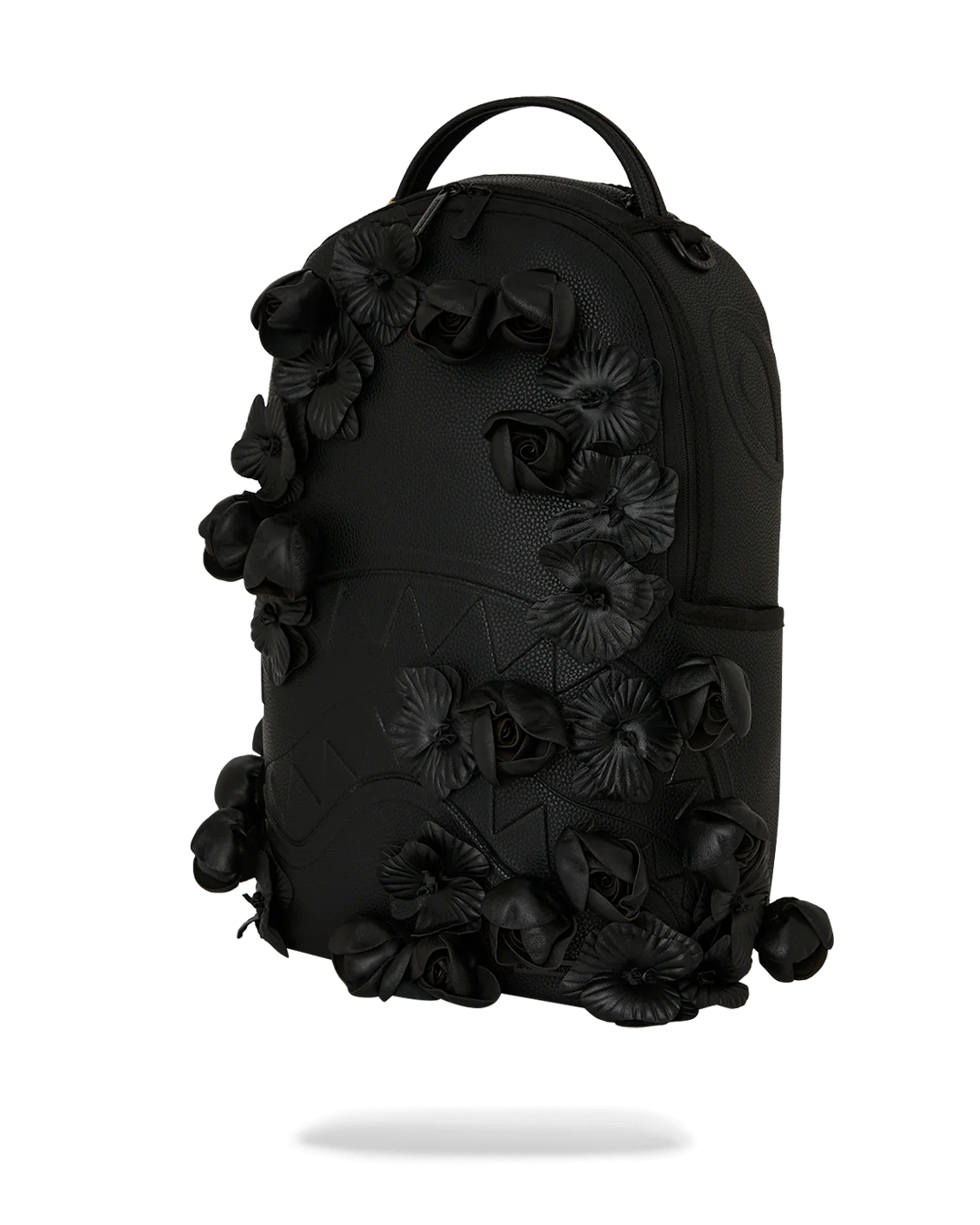 NYBG BLACK LEATHER FLOWERS BACKPACK