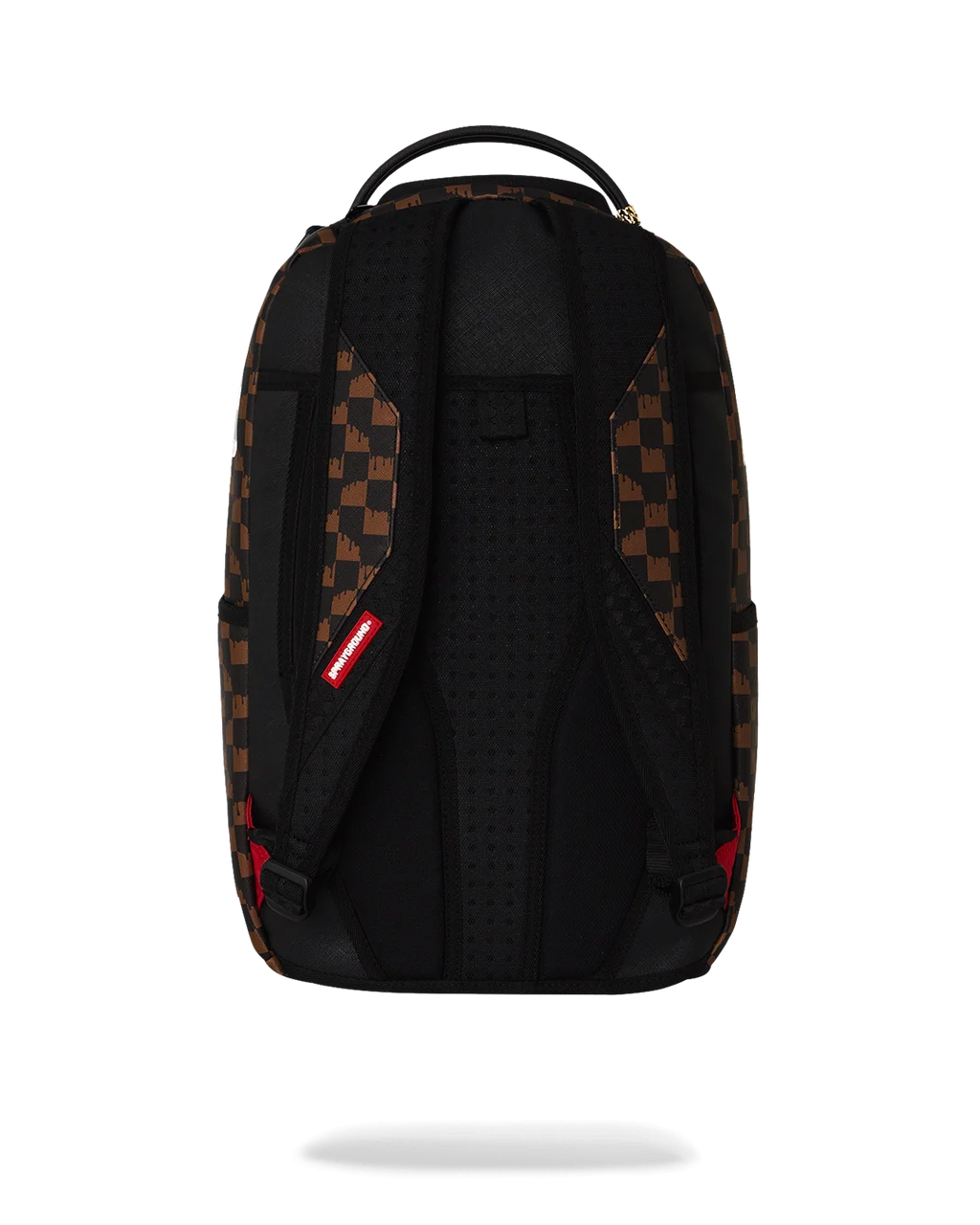 BROWN AND CREAM DRIP CHECK SHARK BACKPACK