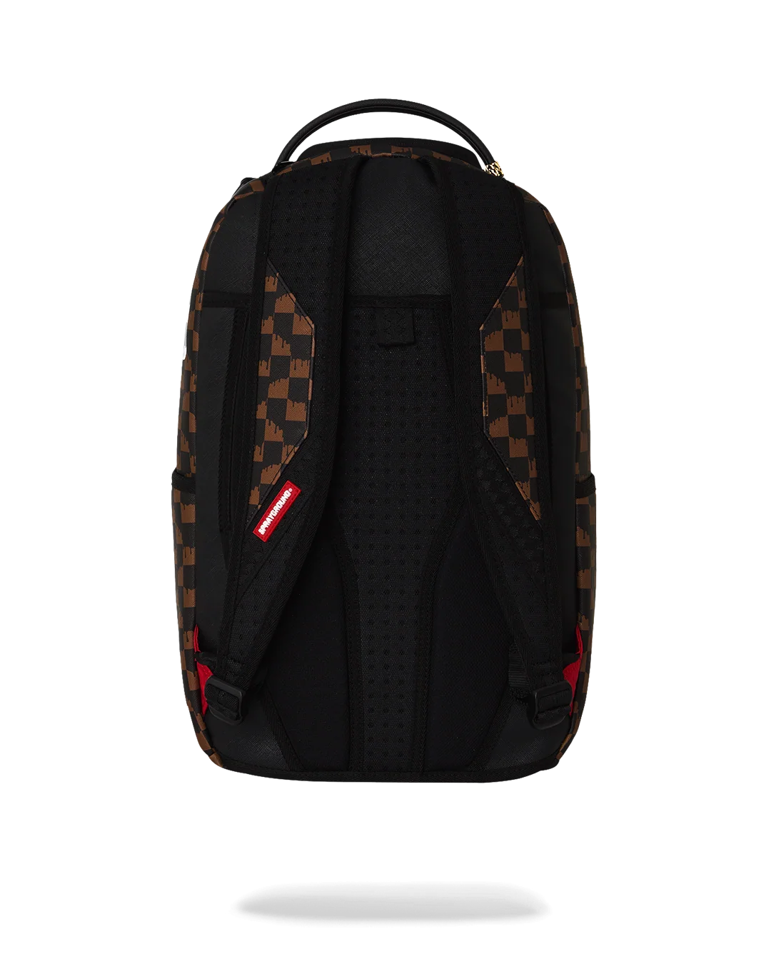 BROWN AND CREAM DRIP CHECK SHARK BACKPACK