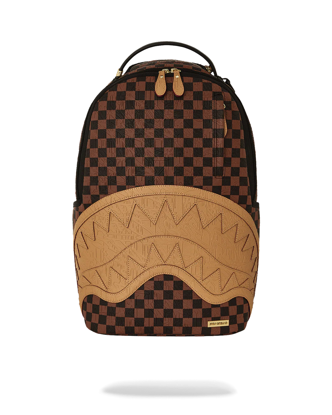 EMBOSSED CHECK BROWN BACKPACK