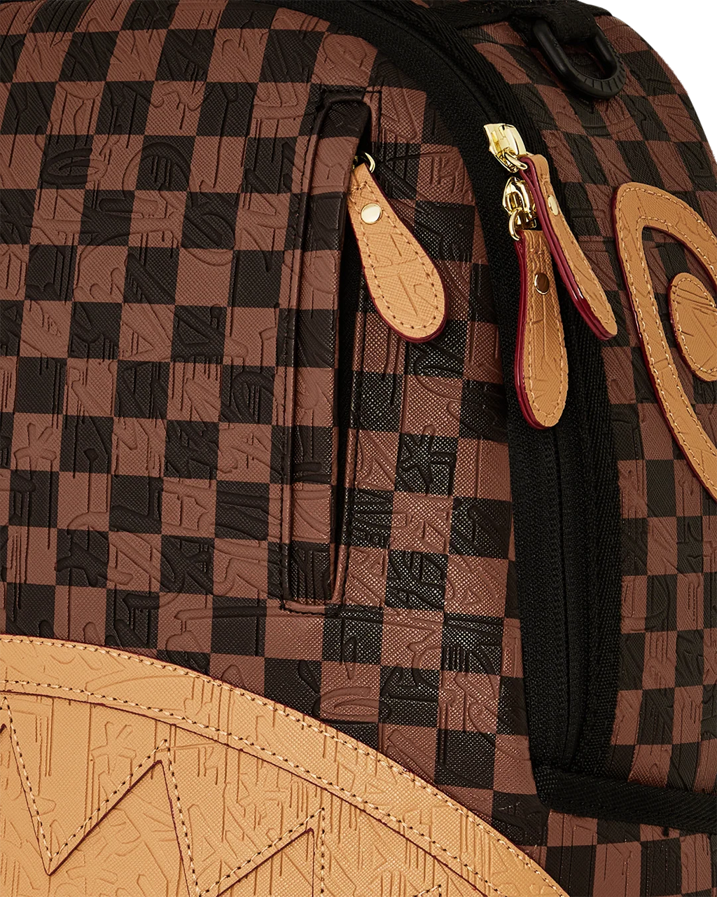 EMBOSSED CHECK BROWN BACKPACK