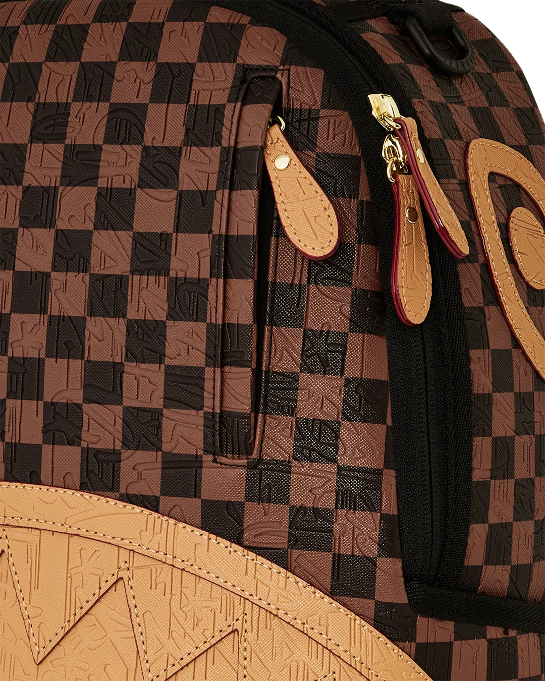 EMBOSSED CHECK BROWN BACKPACK