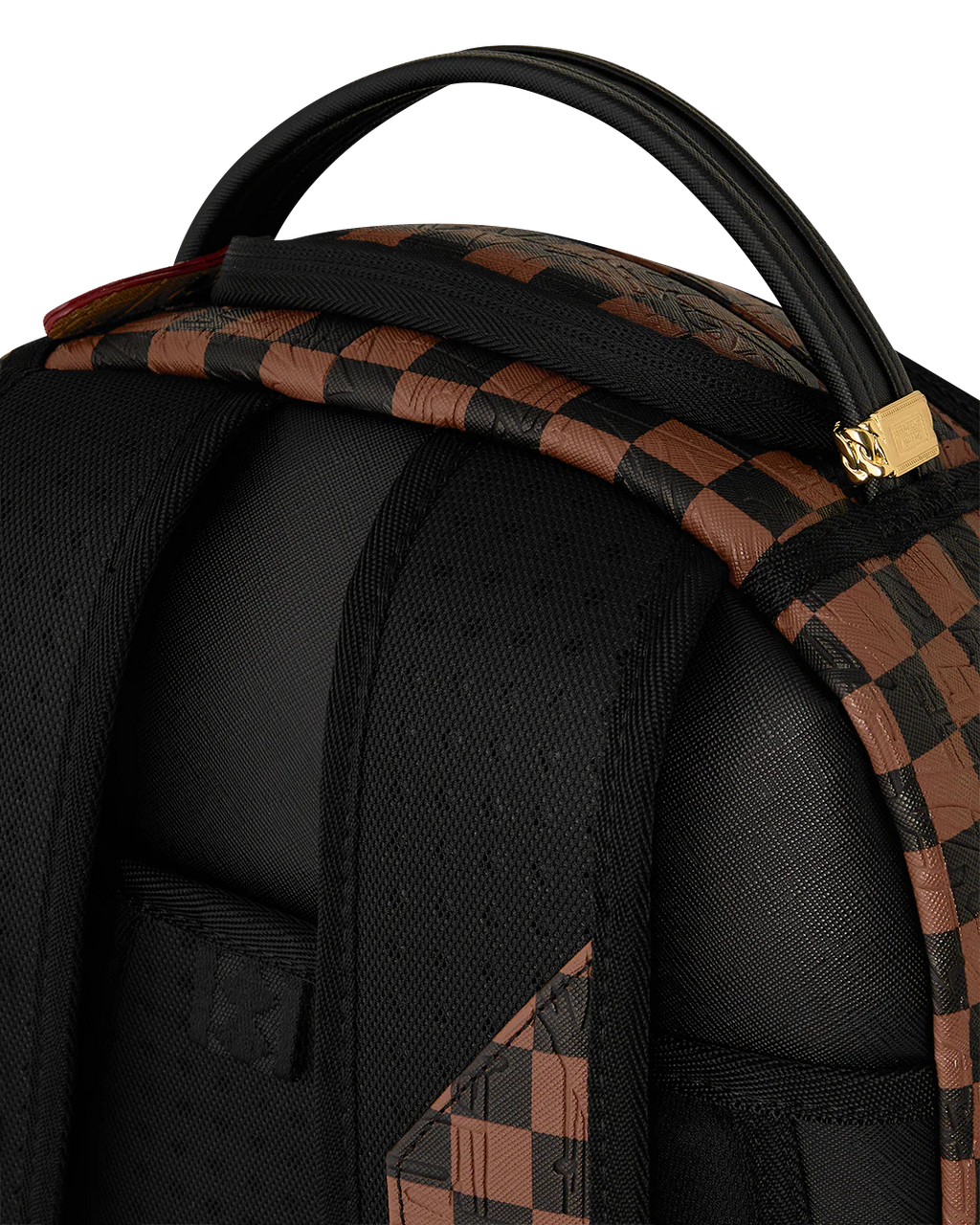 EMBOSSED CHECK BROWN BACKPACK