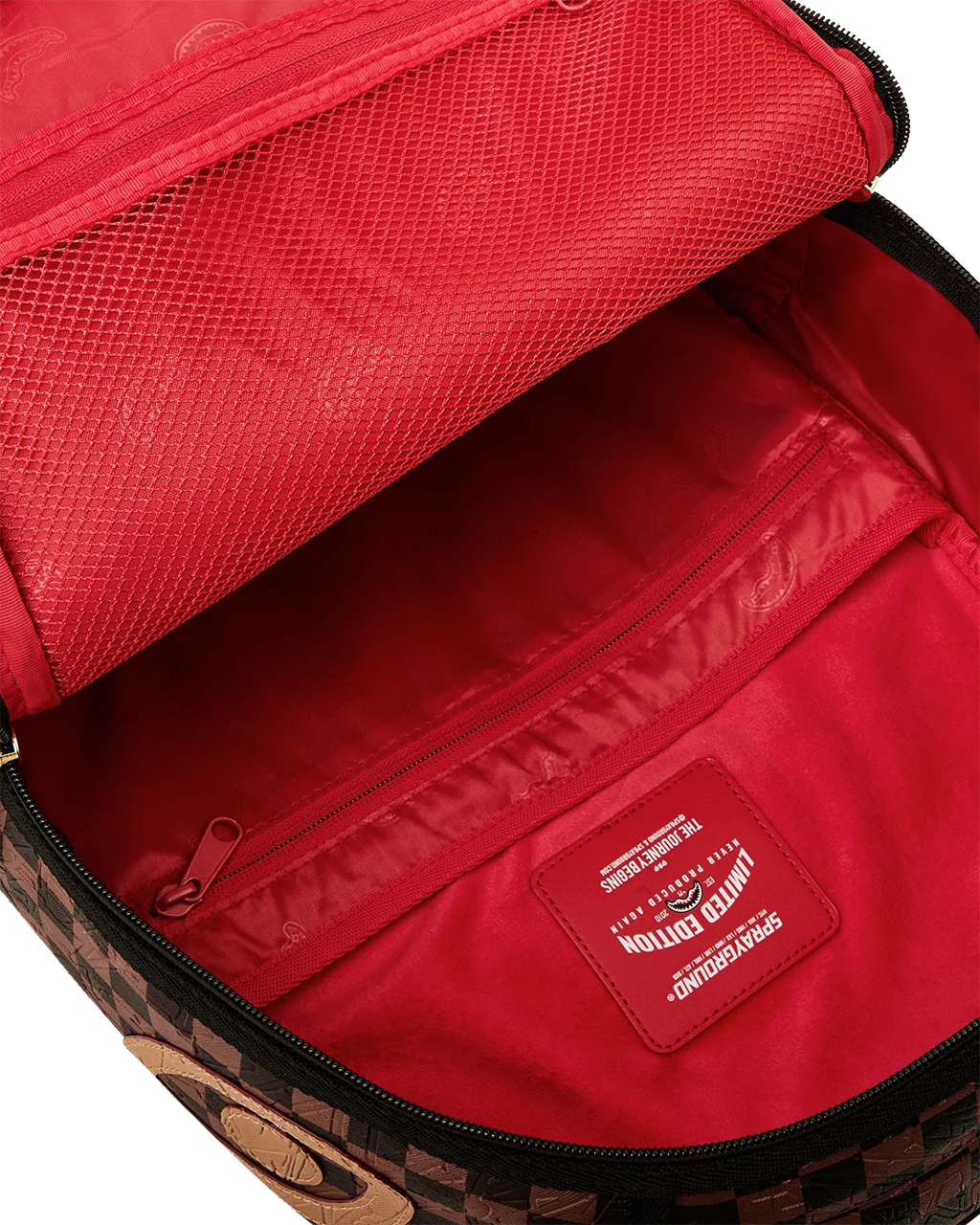 EMBOSSED CHECK BROWN BACKPACK