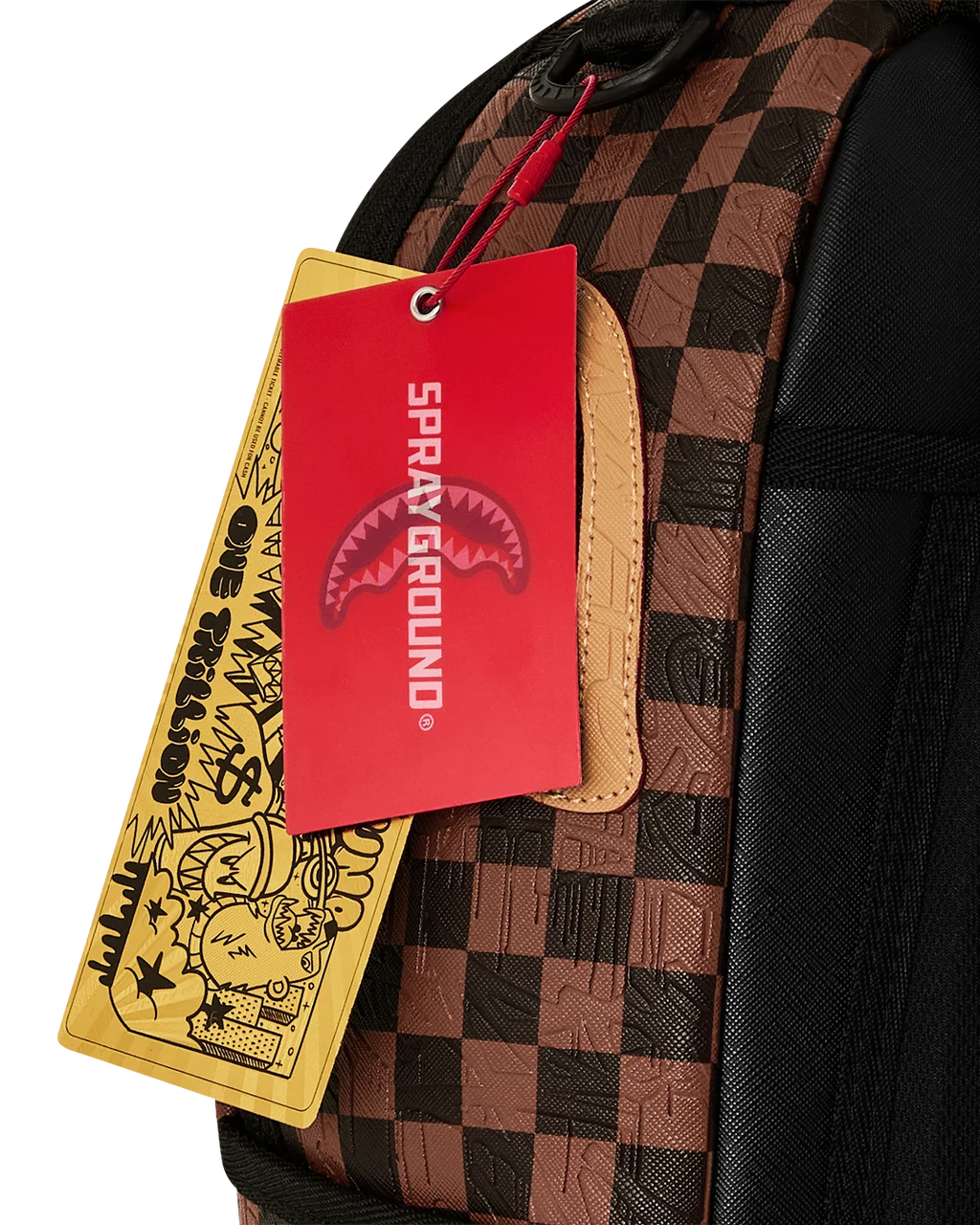 EMBOSSED CHECK BROWN BACKPACK