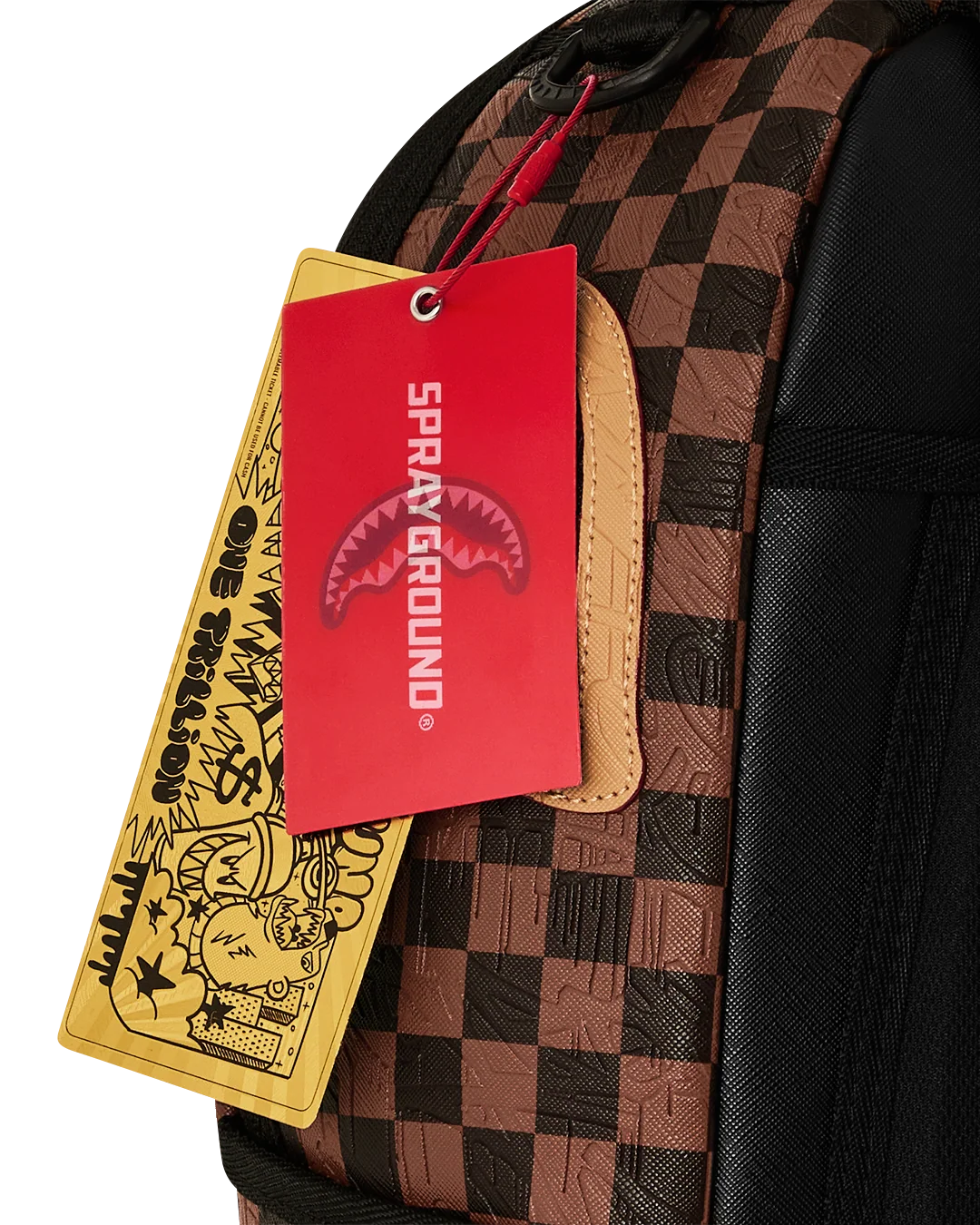 EMBOSSED CHECK BROWN BACKPACK