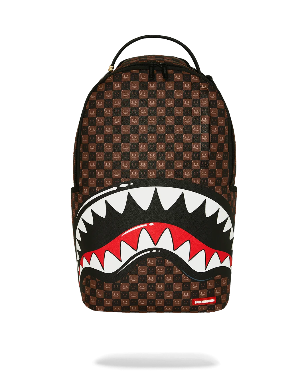 SHARKS IN PARIS WTF BUBBLE BROWN CHECK BACKPACK