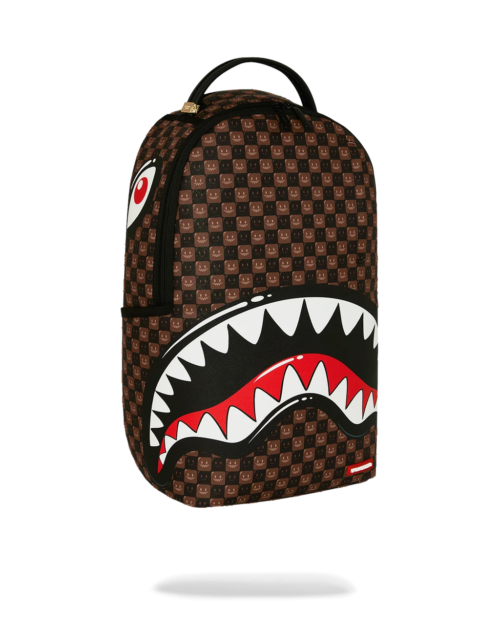 SHARKS IN PARIS WTF BUBBLE BROWN CHECK BACKPACK