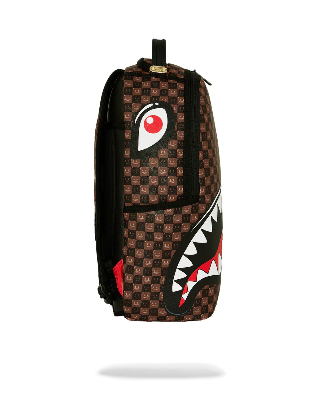 SHARKS IN PARIS WTF BUBBLE BROWN CHECK BACKPACK