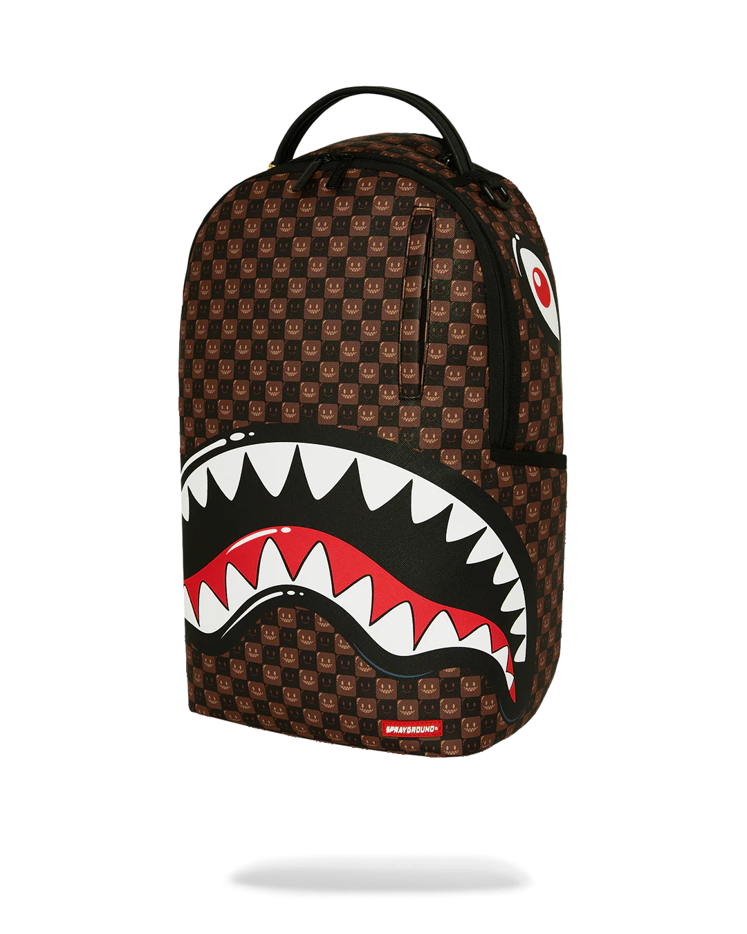 SHARKS IN PARIS WTF BUBBLE BROWN CHECK BACKPACK