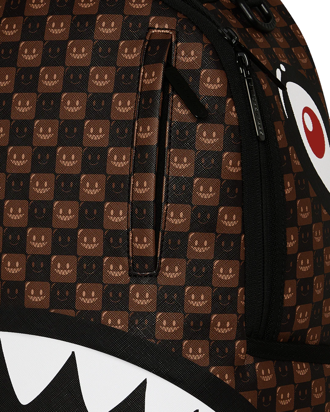 SHARKS IN PARIS WTF BUBBLE BROWN CHECK BACKPACK