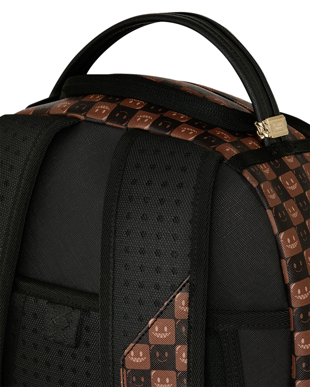 SHARKS IN PARIS WTF BUBBLE BROWN CHECK BACKPACK