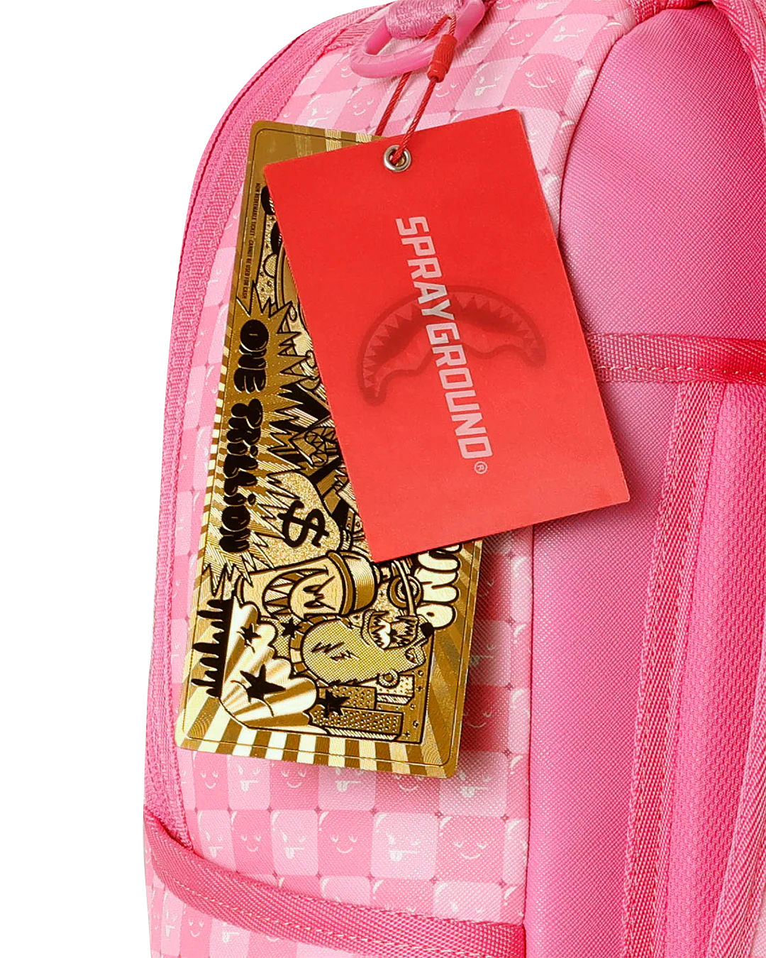 PINK NEW CHECK FACES BACKPACK