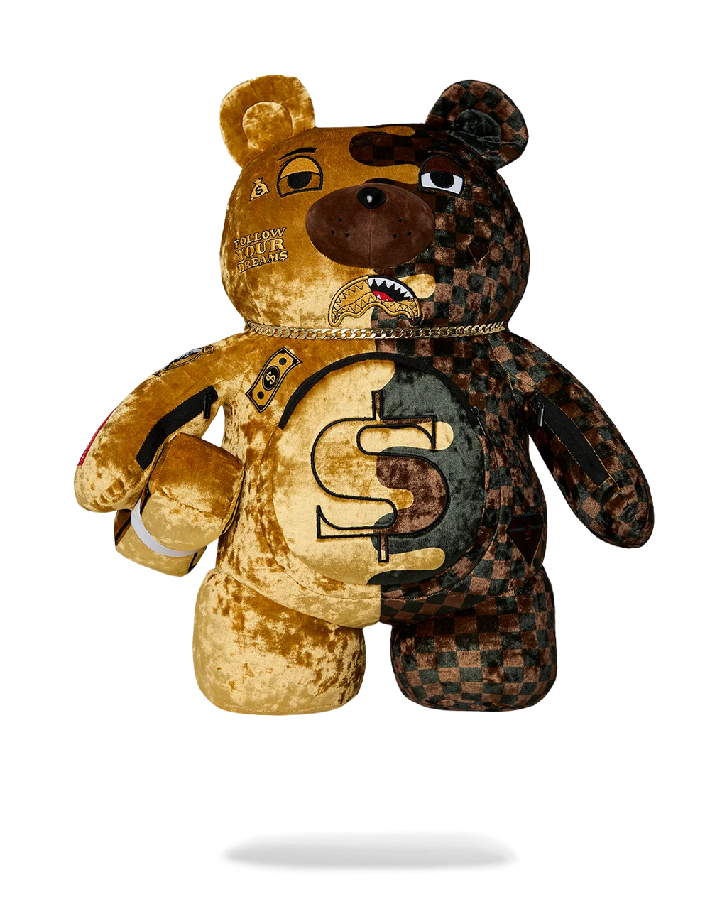 SHARKS IN PARIS GOLD DRIP MONEYBEAR BACKPACK