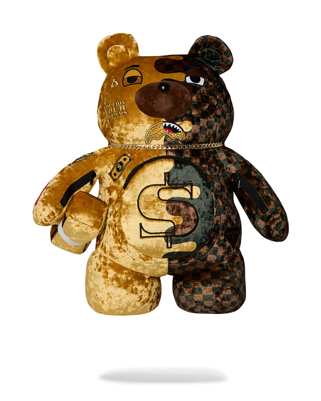 SHARKS IN PARIS GOLD DRIP MONEYBEAR BACKPACK