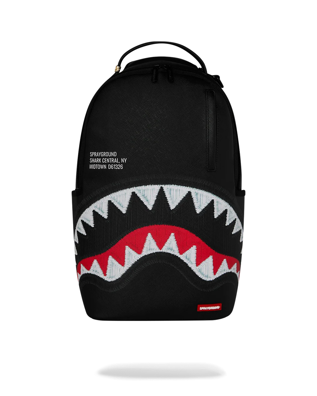 SHARK CENTRAL BLACK EMBROIDERED SHARK BACKPACK