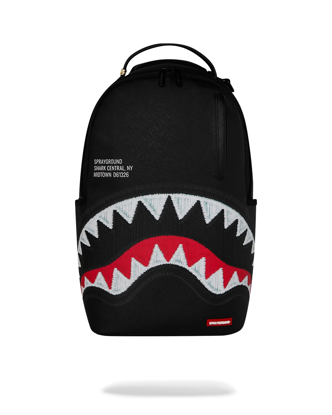SHARK CENTRAL BLACK EMBROIDERED SHARK BACKPACK