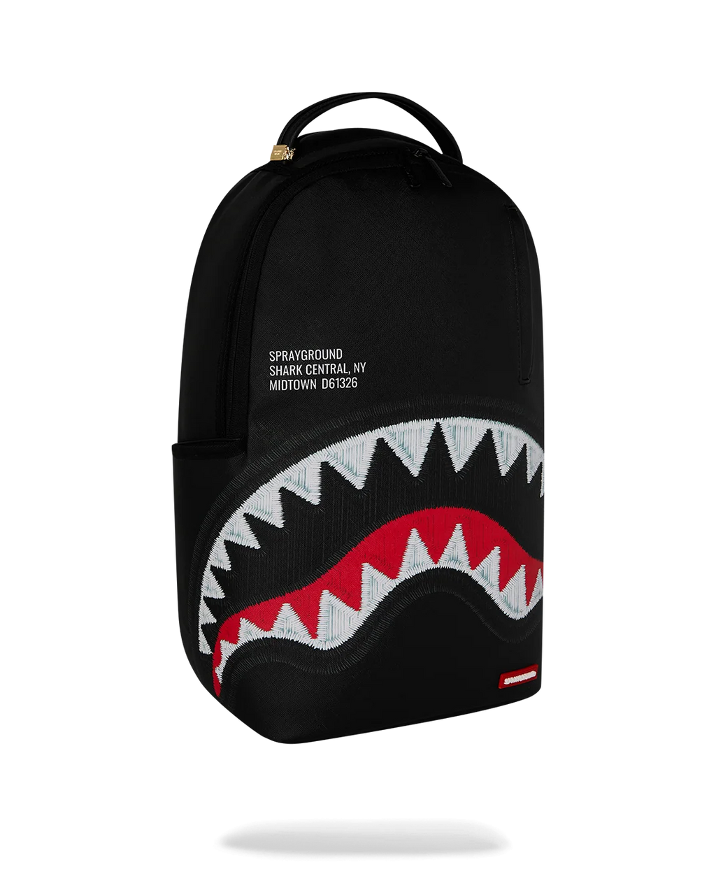 SHARK CENTRAL BLACK EMBROIDERED SHARK BACKPACK